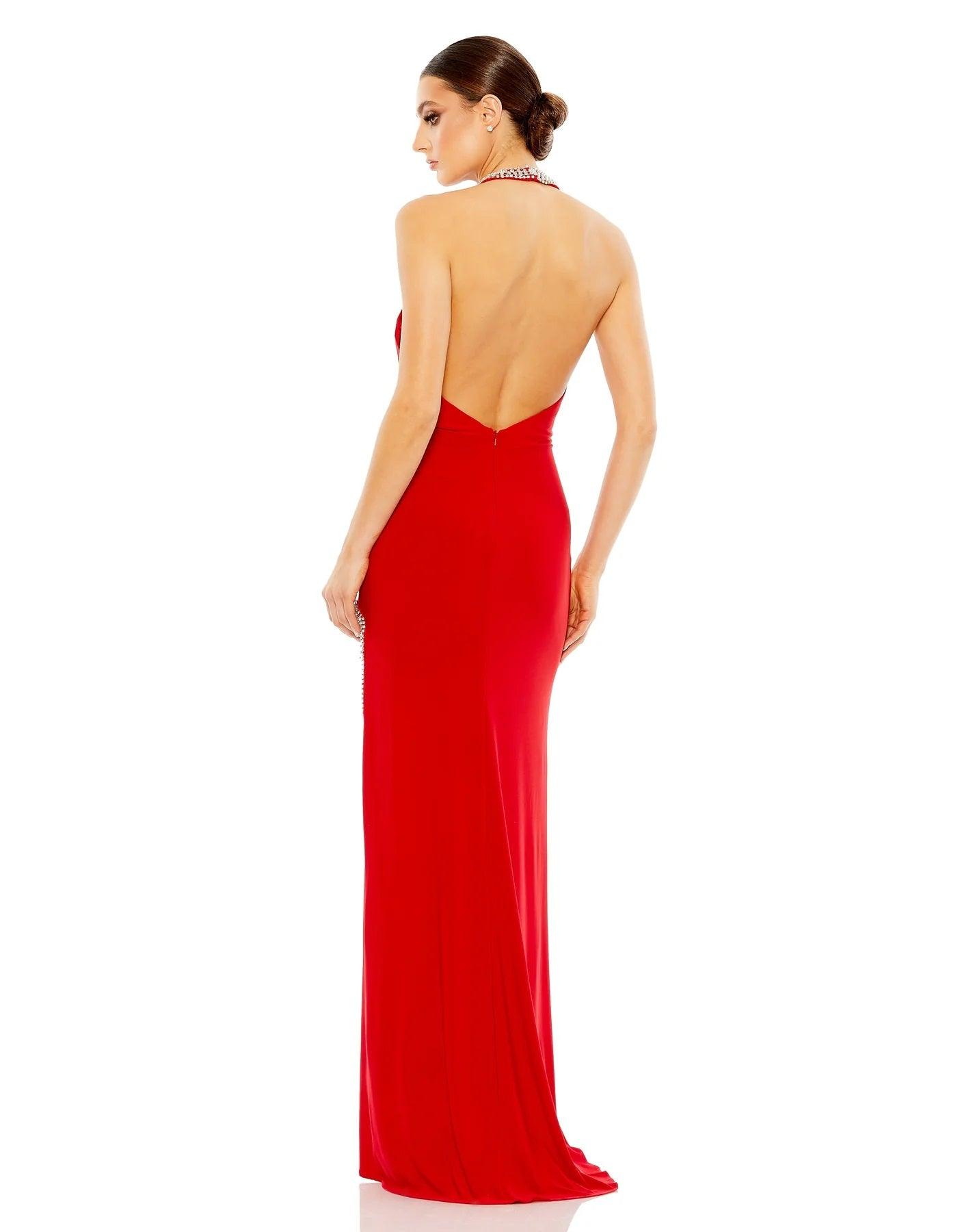 Mac Duggal 26533 Long Halter Formal Prom Dress