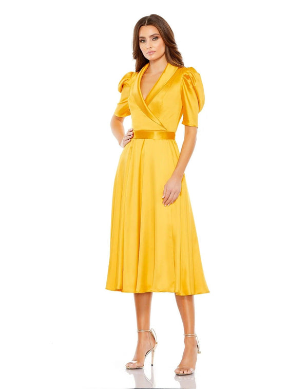 Short Sleeve Tea Length Dress Short Sleeves Mac Duggal 26628