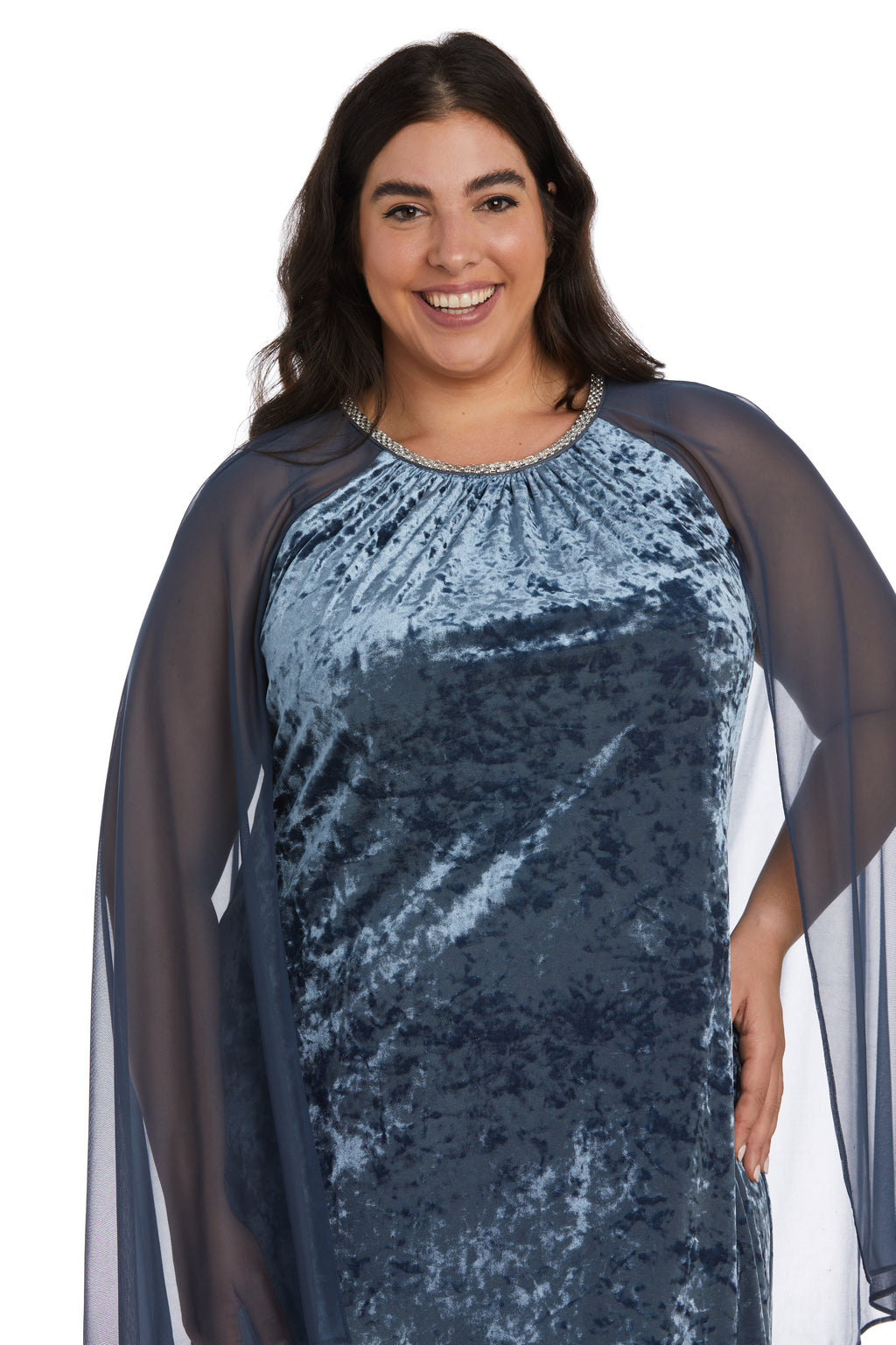 R&M Richards 2663W Short Cocktail Plus Size Mother of the Bride Cape Dress