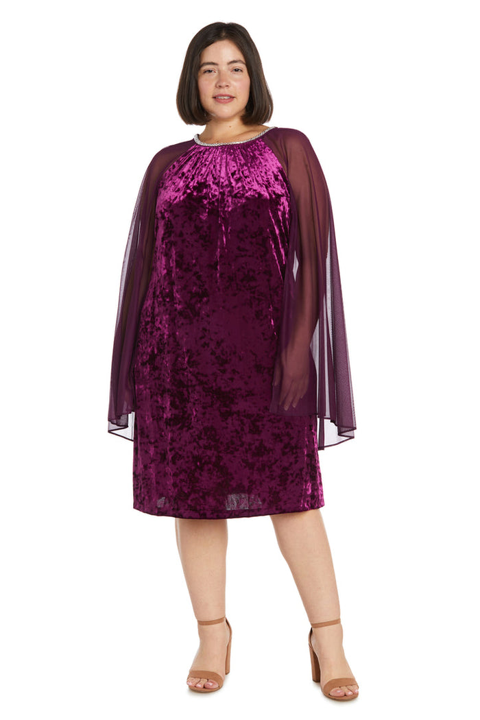 Plus Size Dresses Short Cocktail Plus Size Mother of the Bride Cape Dress Plum