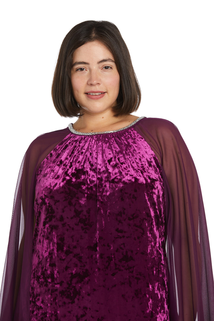 R&M Richards 2663W Short Cocktail Plus Size Mother of the Bride Cape Dress