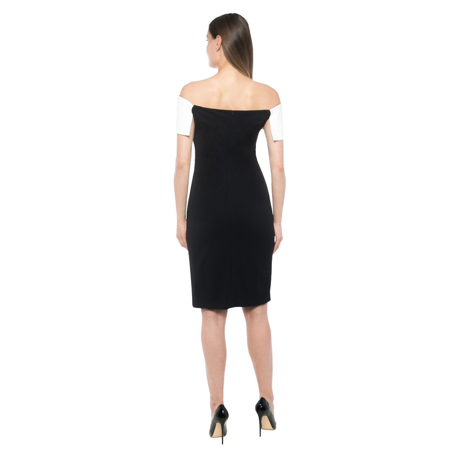 Marina  Short Off Shoulder Two Tone Dress