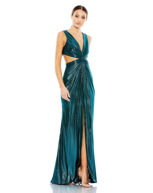 Long Formal Metallic Prom Dress Metallic Fabric & Formal Style Mac Duggal 26733
