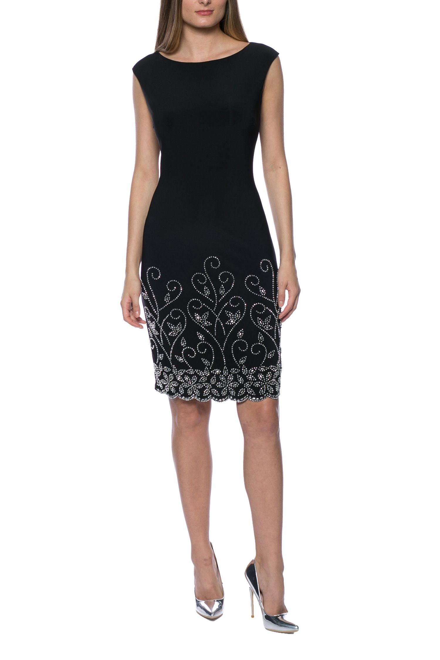 Marina Short Sleeveless Bodycon Dress With Embellished Jacket