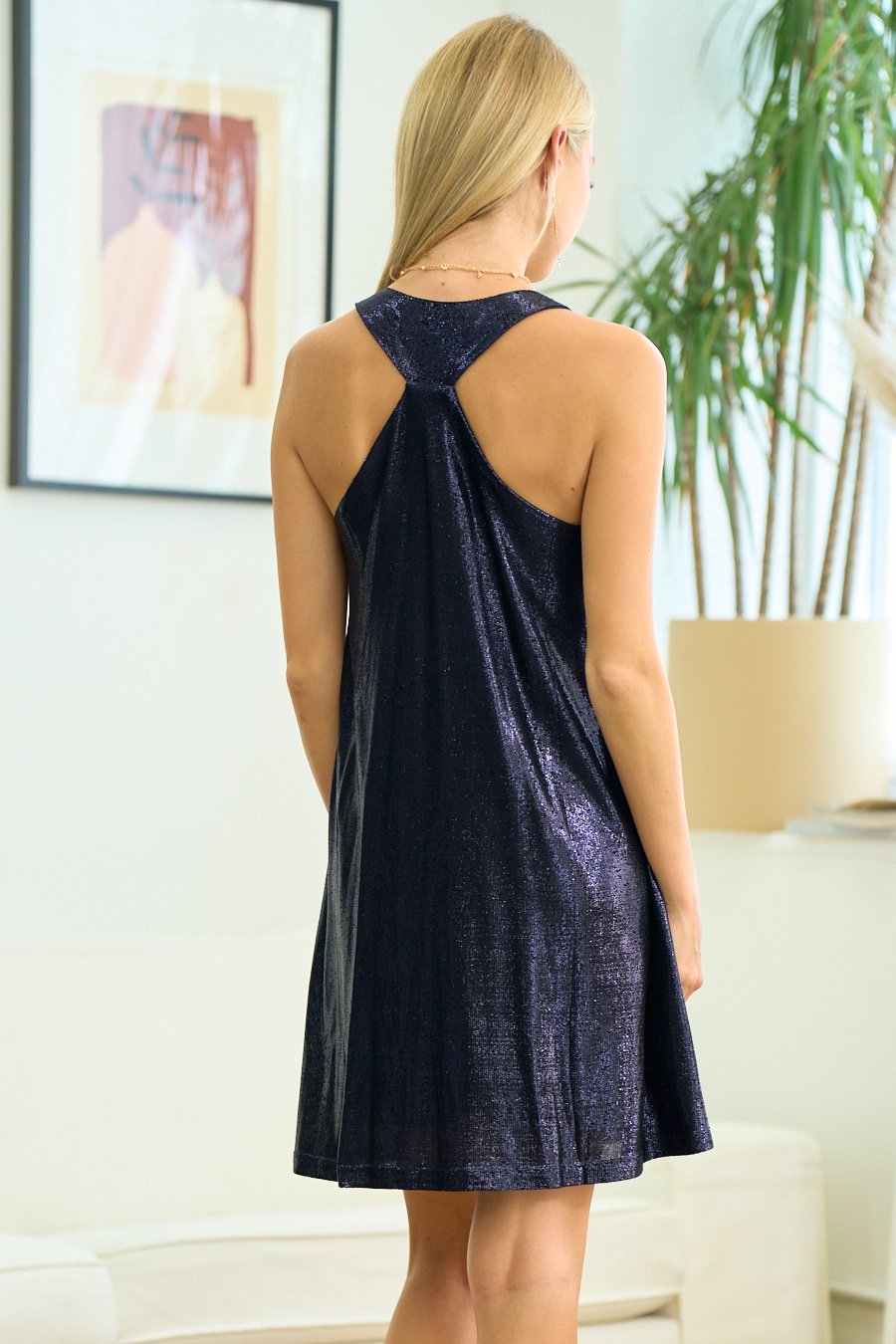 Short Sleeveless Metallic Dress