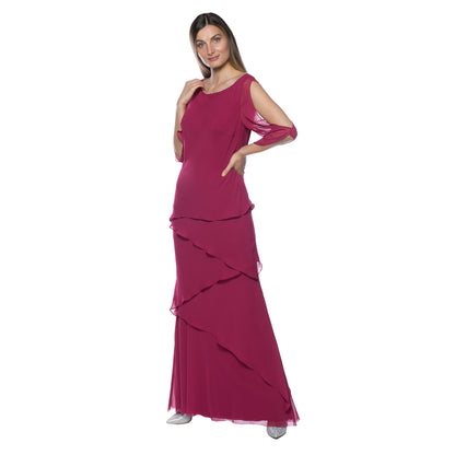 Formal Dresses Long Chiffon Tiered Dress Fuschia