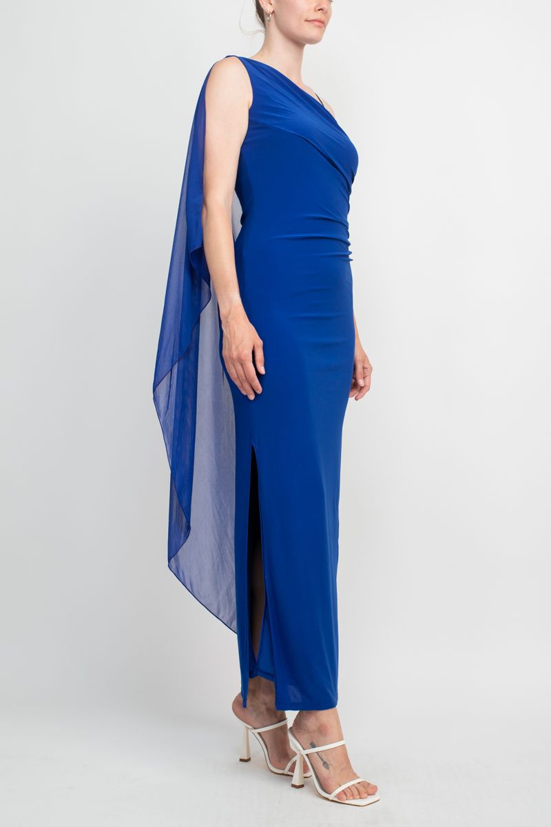 Marina Asymmetrical Neck Embellished One Shoulder Dress