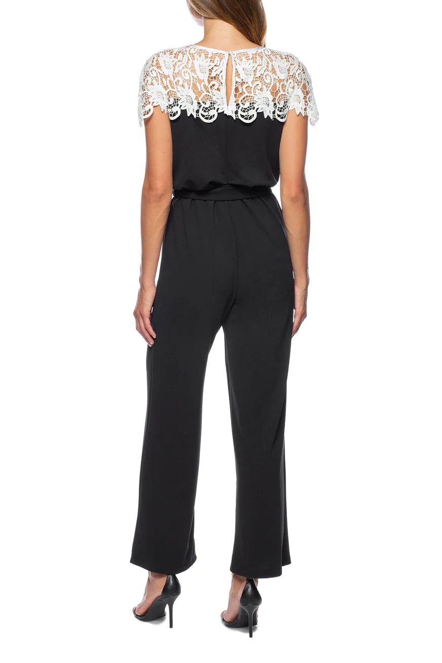 Marina  Illusion Boat Neck Stretch Crepe Jumpsuit