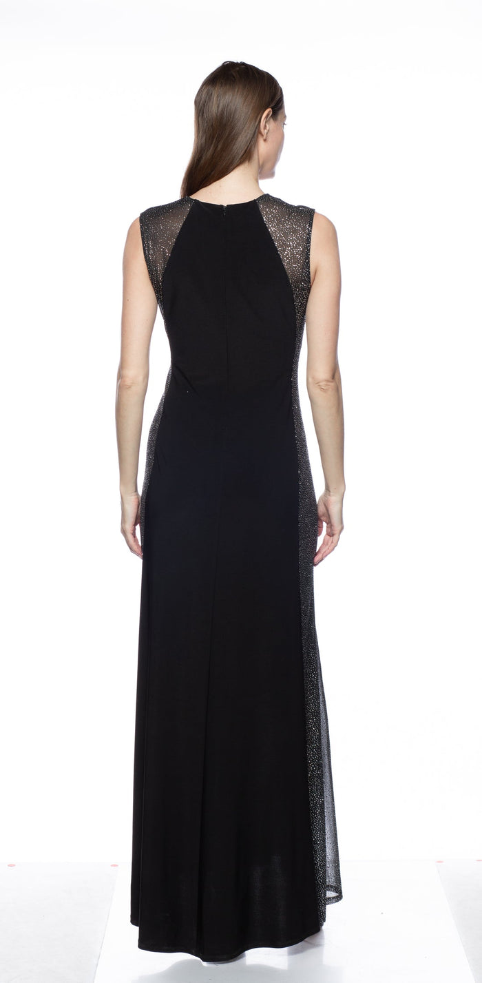 Formal Dresses Long Side Panel ITY Combo Dress Black Silver