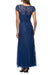 Mother of the Bride Dresses Long Illusion Boat Neck Mesh Dress Navy