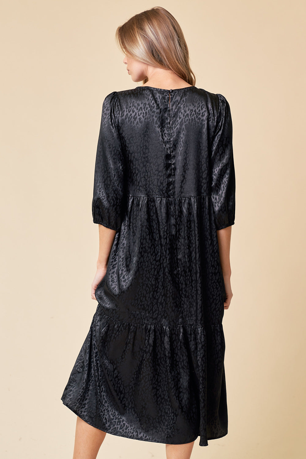 Semi Formal 3/4 Sleeve Tiered Midi Dress