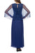 Mother of the Bride Dresses Long Sleeve Beaded Capelet Chiffon Dress Navy