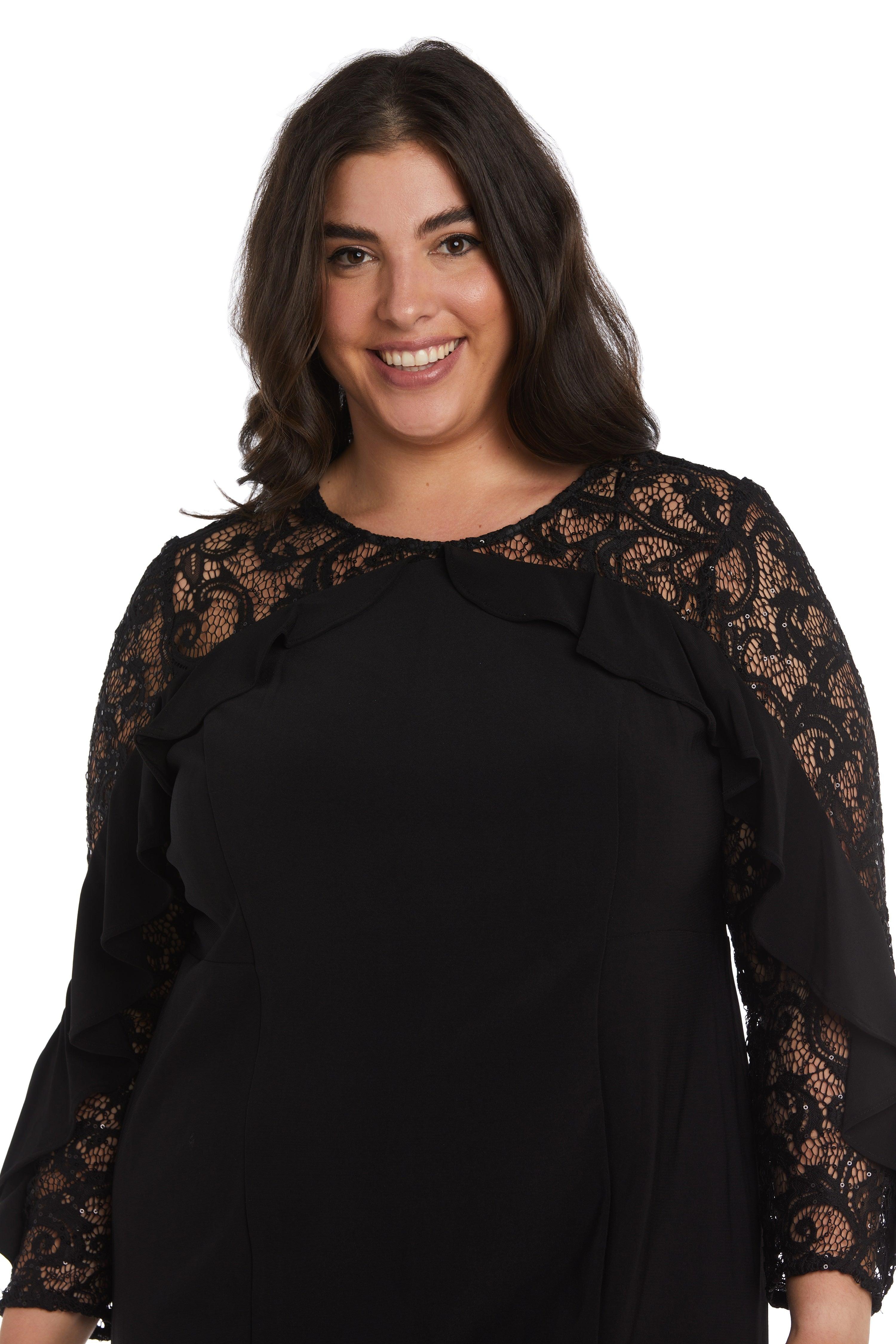 Short Plus Size Dress Cocktail R&M Richards 2679W - Black / 18W Short Plus Size Dress Cocktail R&M Richards 2679W - Black / 18W