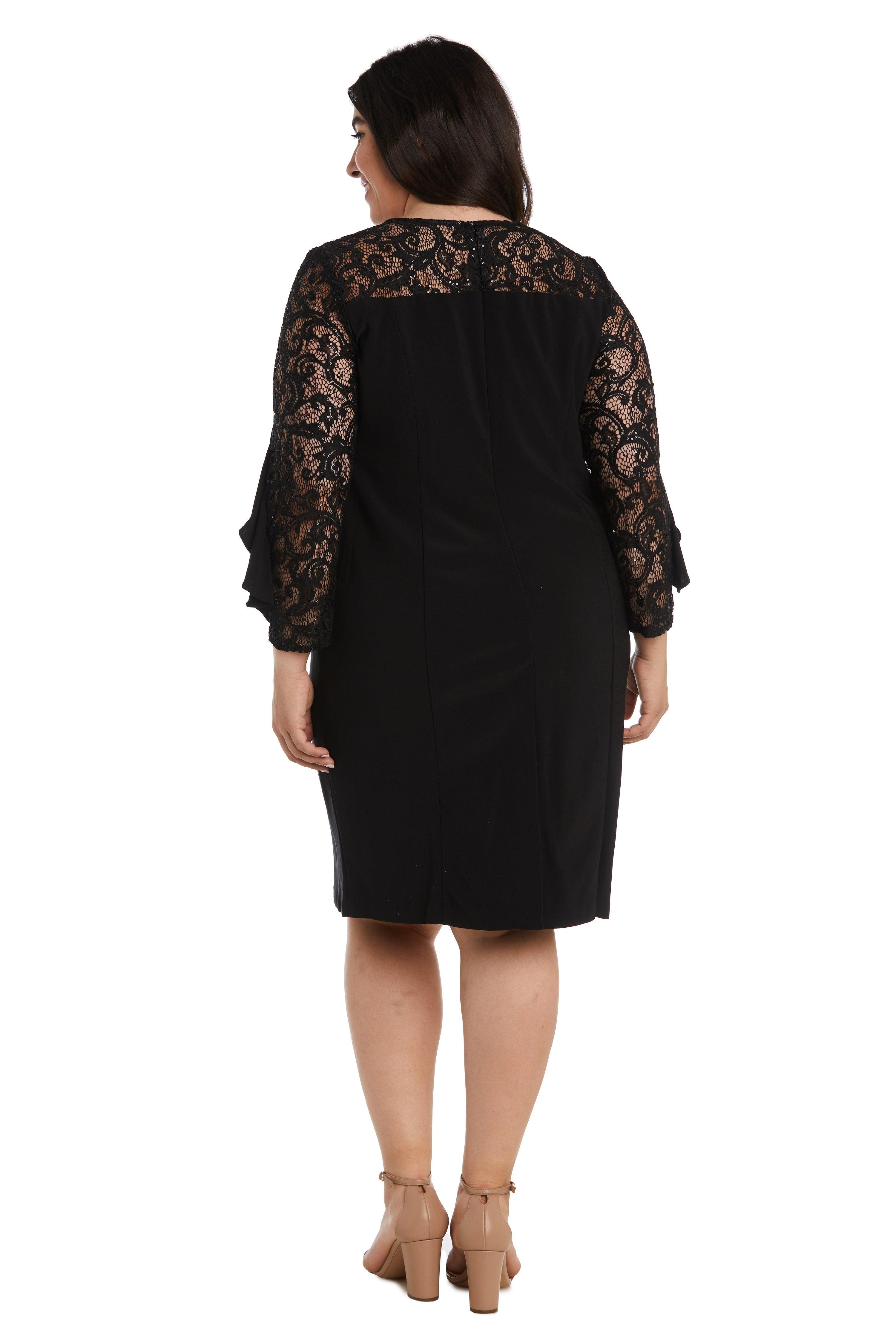 Short Dress With Bodice Sleeves - Plus Black / 18W By R&M Richards Short Dress With Bodice Sleeves - Plus Black / 18W By R&M Richards