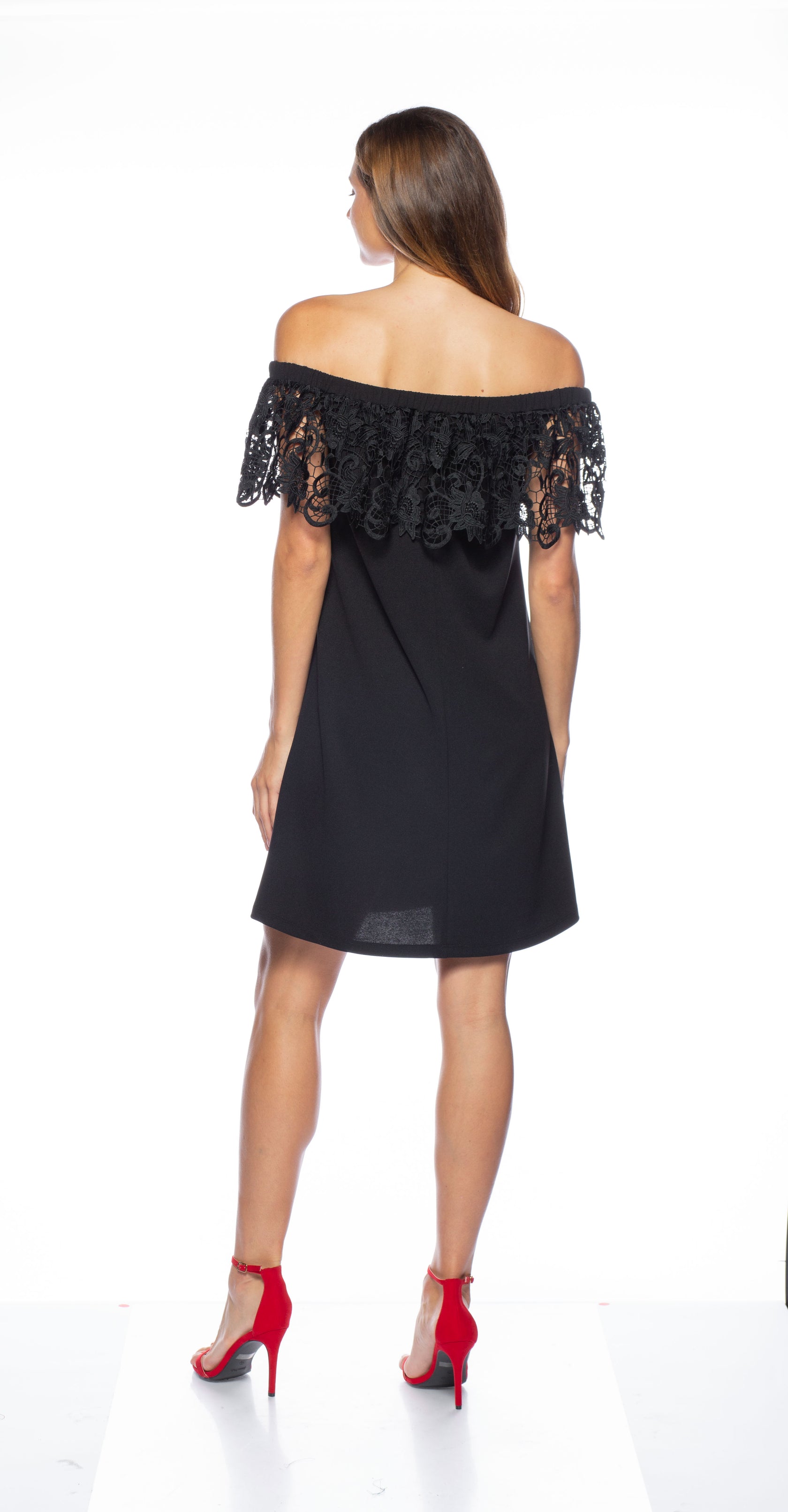 Marina  Short Lace Off Shoulder Dress