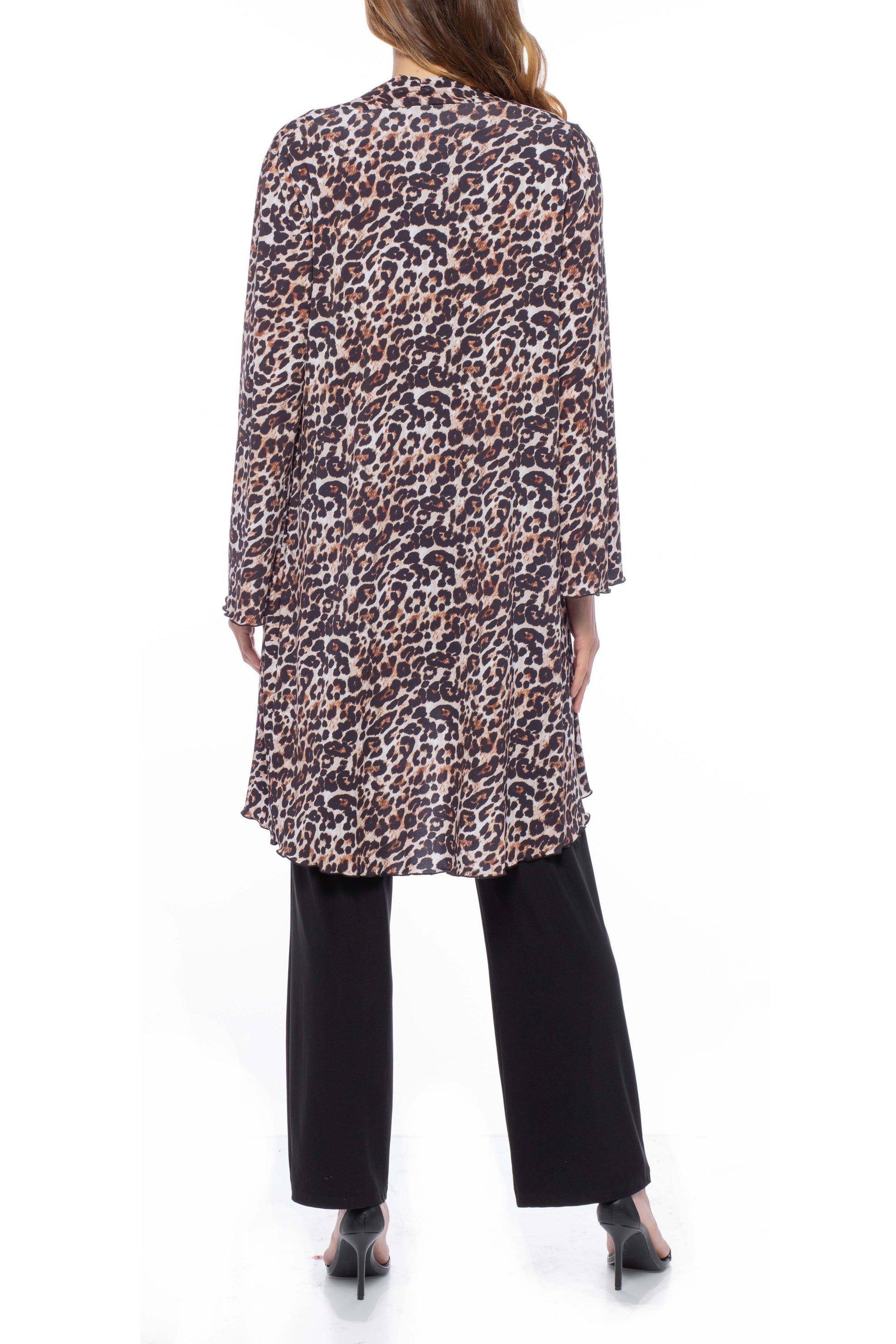 Marina Animal Print Top Jacket Elastic Waist Pant Set
