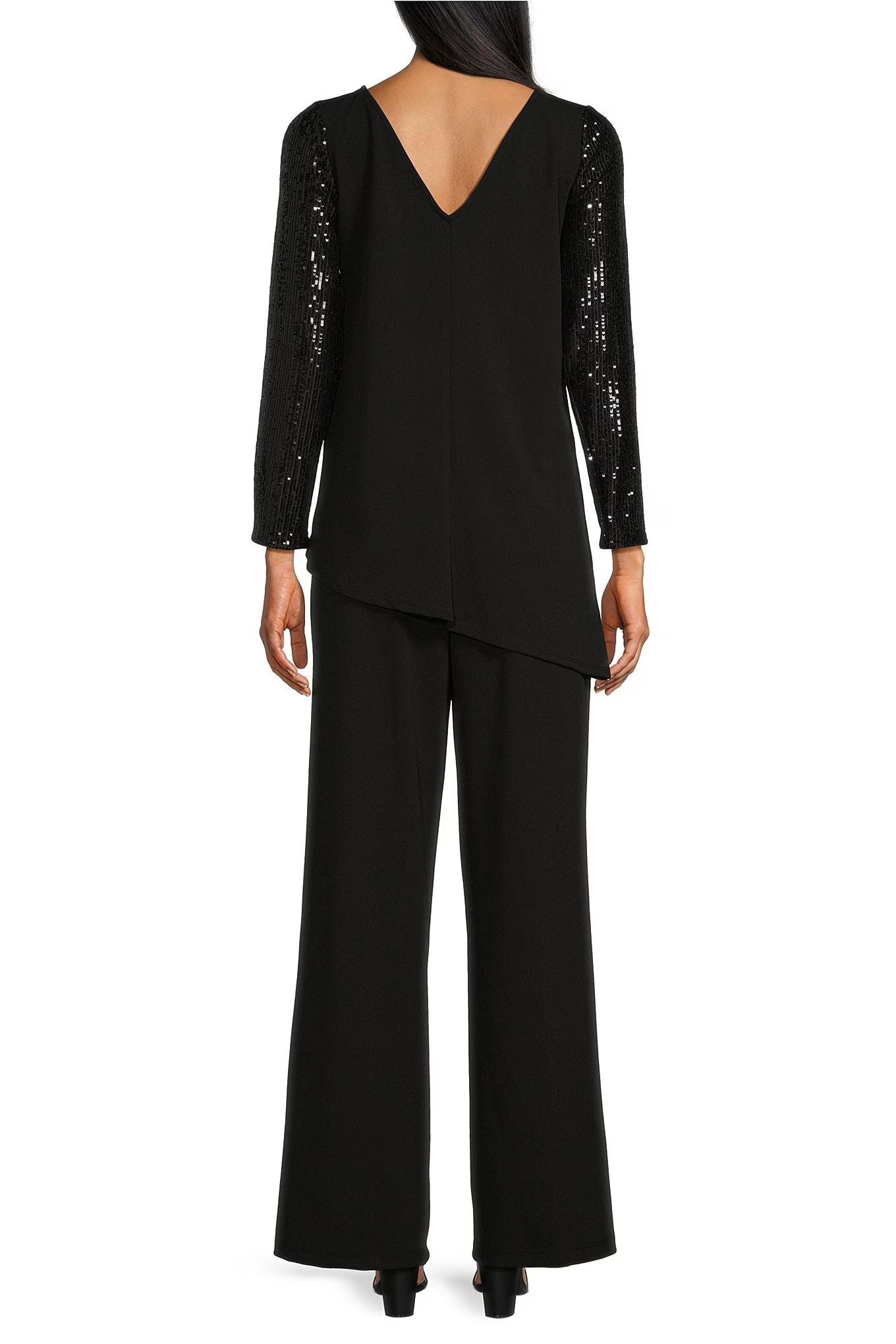 Marina  Sequin Sleeves Pullover Scuba Crepe Pant Set