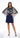 Pant Suit Short Mettalic Print Cape Dress Navy Gold