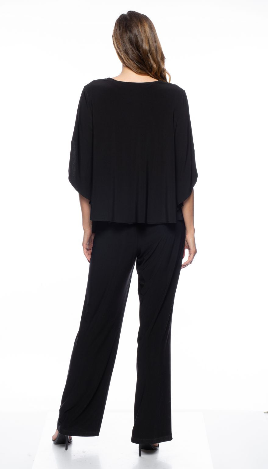 Marina  Rhinestone Keyhole Crepe 3 Piece Pant Set