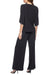 Pant Suit Embellished Sleeve Crepe Top with Straight Leg Pants Set Black