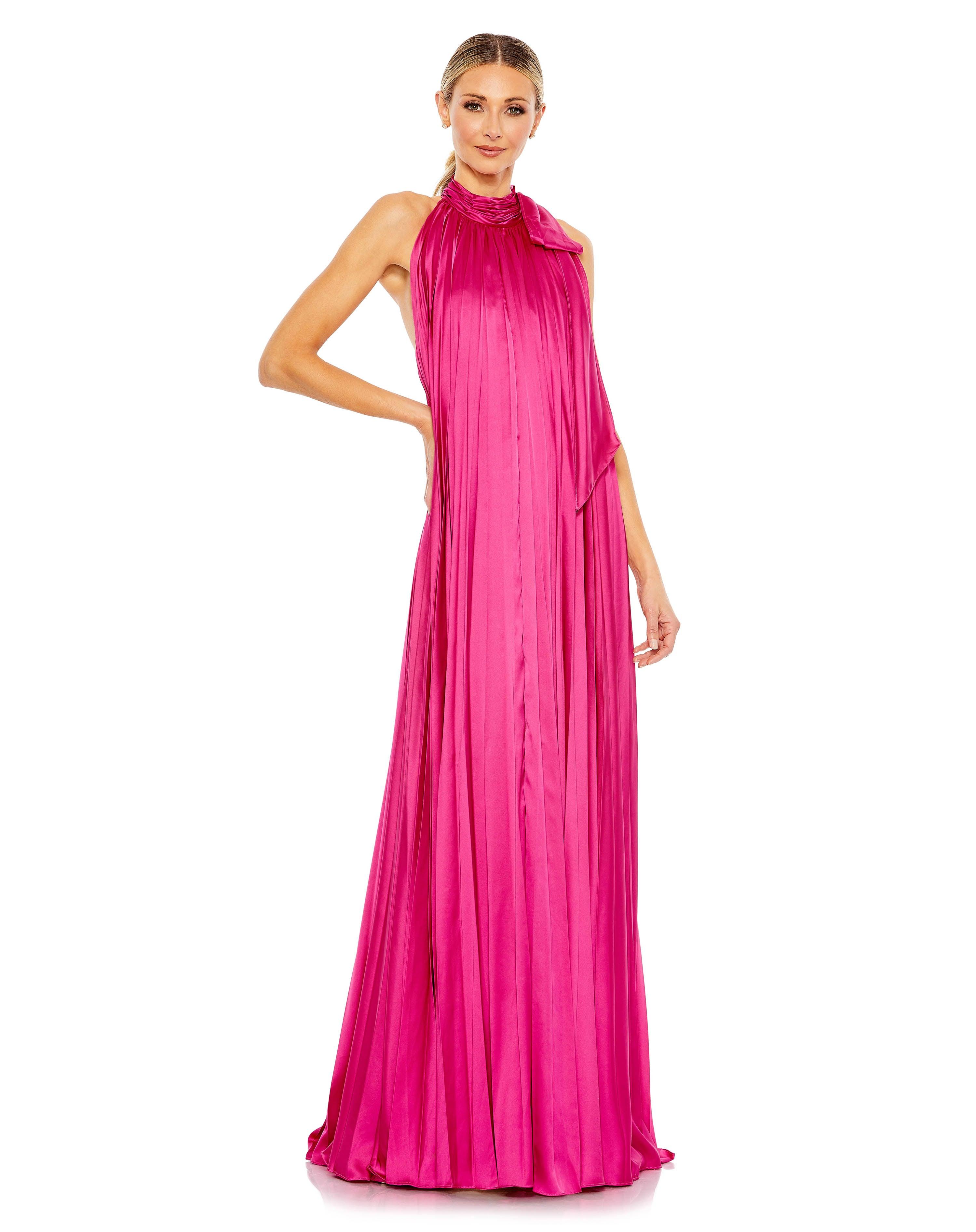 Long Halter Pleated Trapeze Formal Dress Halter Neckline & Pleated Det The Dress Outlet Long Halter Pleated Trapeze Formal Dress Halter Neckline & Pleated Det The Dress Outlet