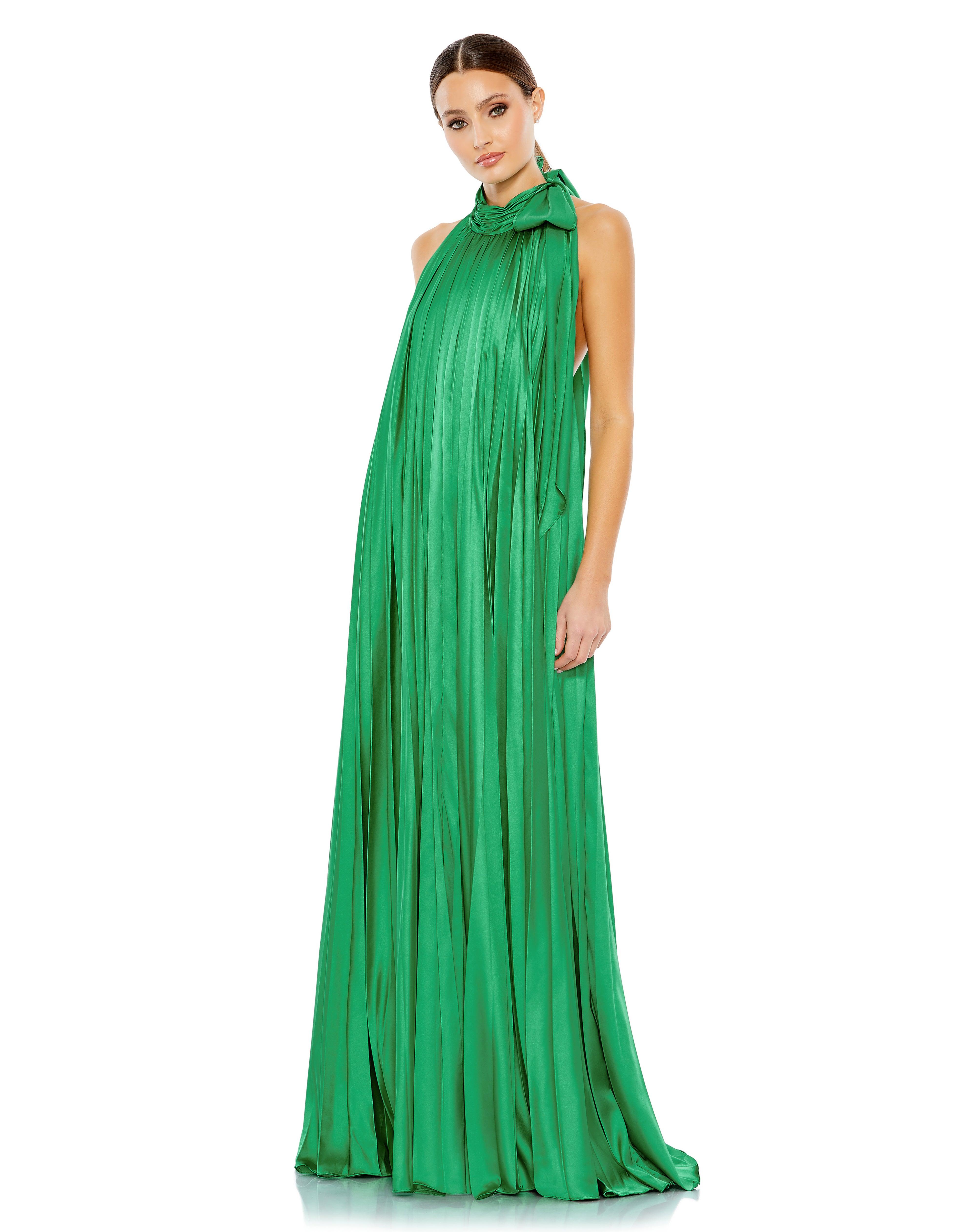 Long Halter Pleated Trapeze Formal Dress Halter Neckline & Pleated Det The Dress Outlet Long Halter Pleated Trapeze Formal Dress Halter Neckline & Pleated Det The Dress Outlet