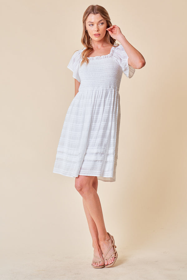 Short Sleeve Mocked Bodice Dress