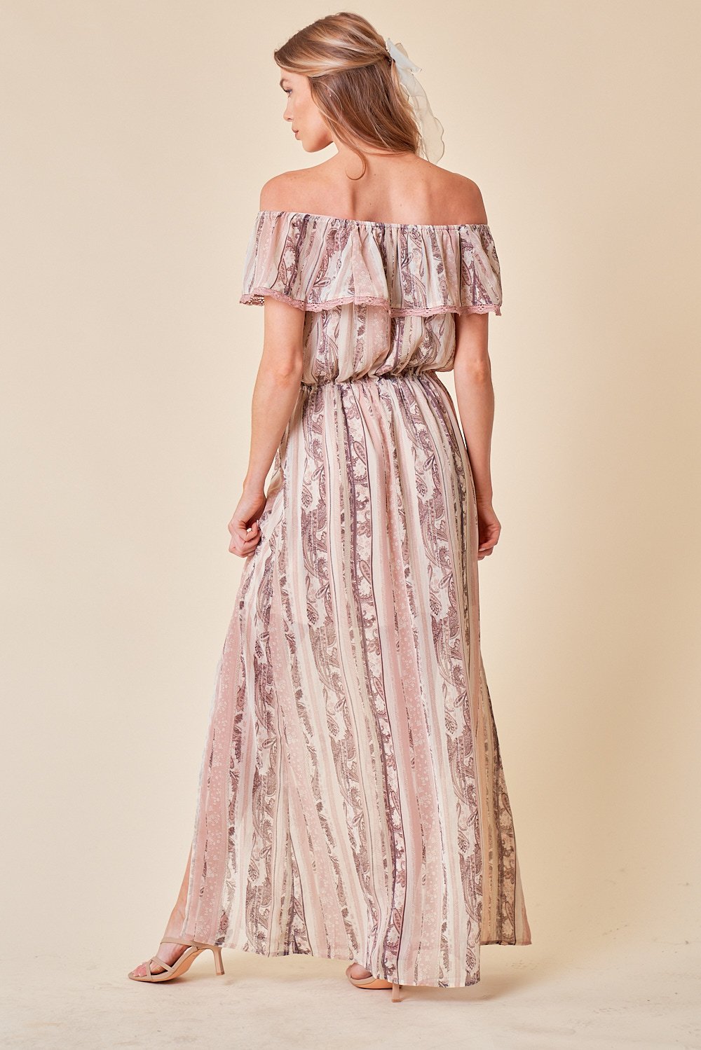 Cocktail Dresses Long Off Shoulder Maxi Dress Dusty Peach