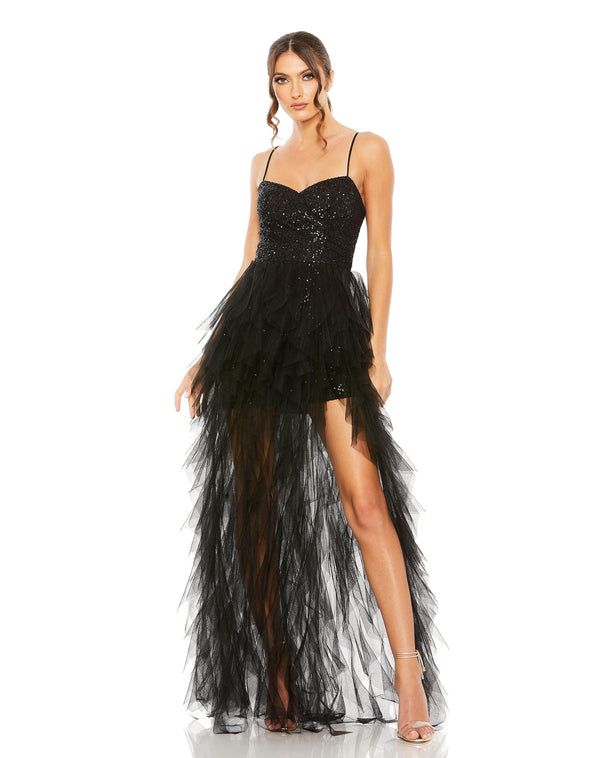 High Low Spaghetti Strap Prom Gown High Low Hem & Spaghetti Strap Mac Duggal 27119
