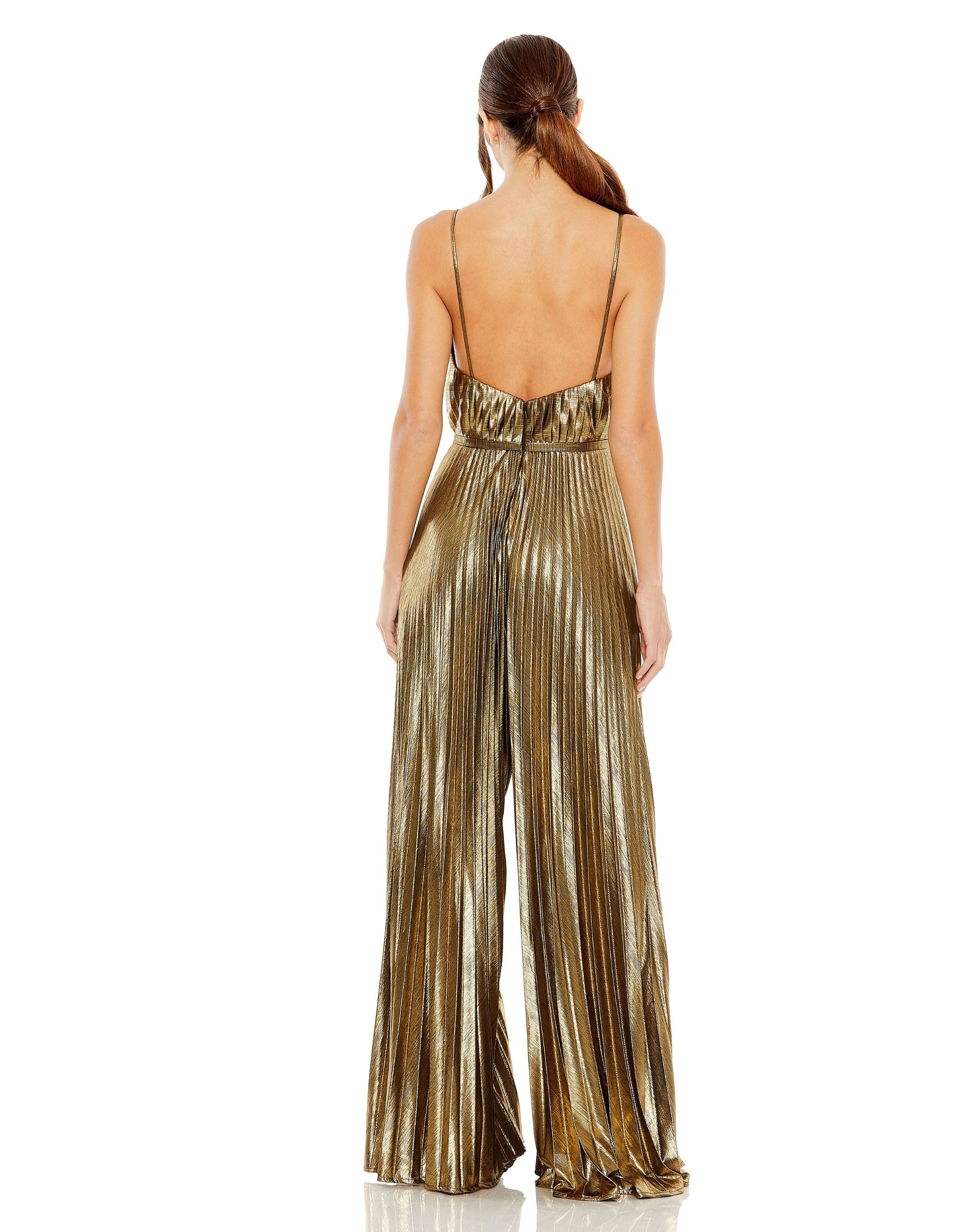Mac Duggal 27143 Metallic Pleated Long Jumpsuit