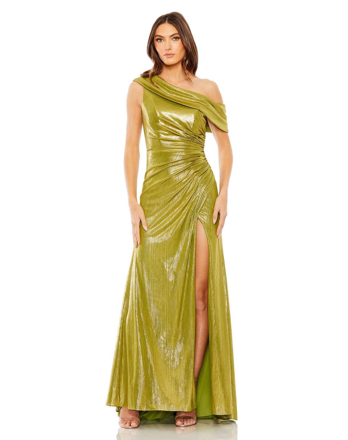Formal Dresses Metallic Formal Evening Long Dress Apple Green