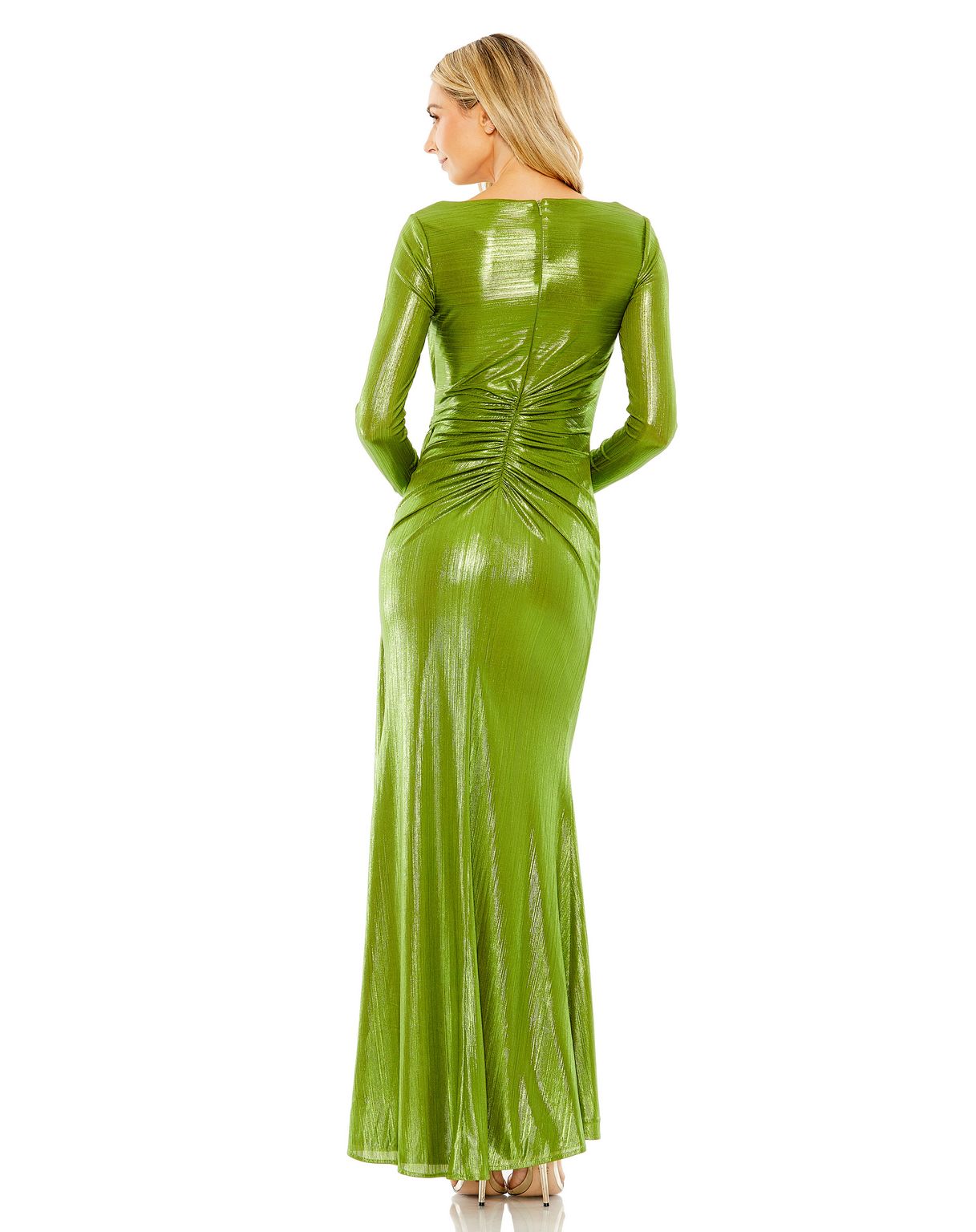 Mac Duggal 27165 Metallic Formal Long Sleeve Evening Dress
