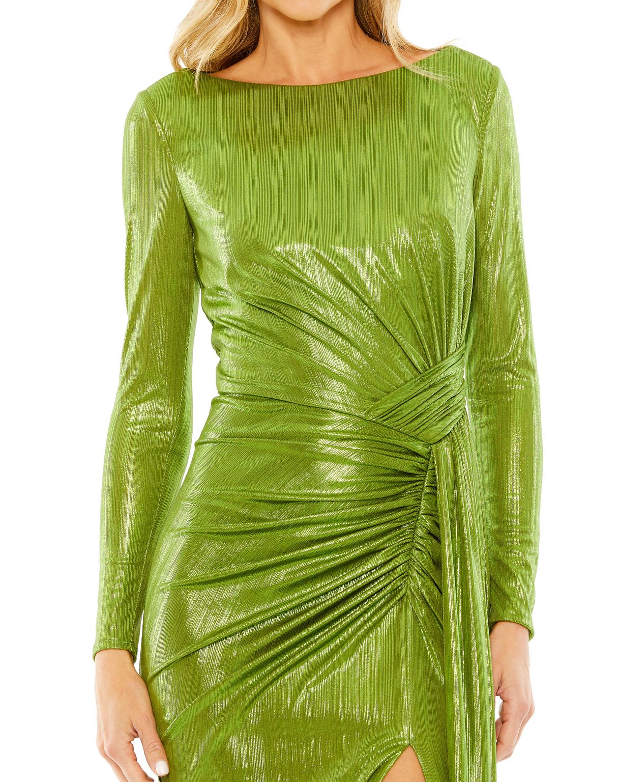 Mac Duggal 27165 Metallic Formal Long Sleeve Evening Dress