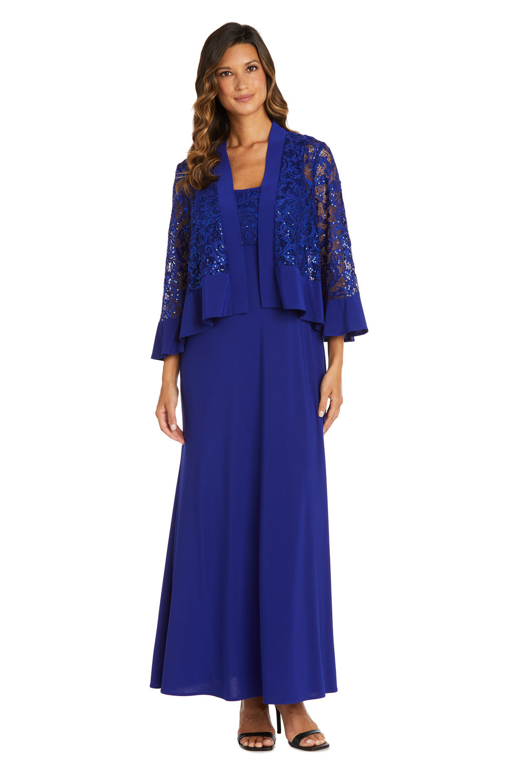 Mother of the Bride Dresses Long Ruffle Sequin Jacket Mother of the Bride Dress Royal