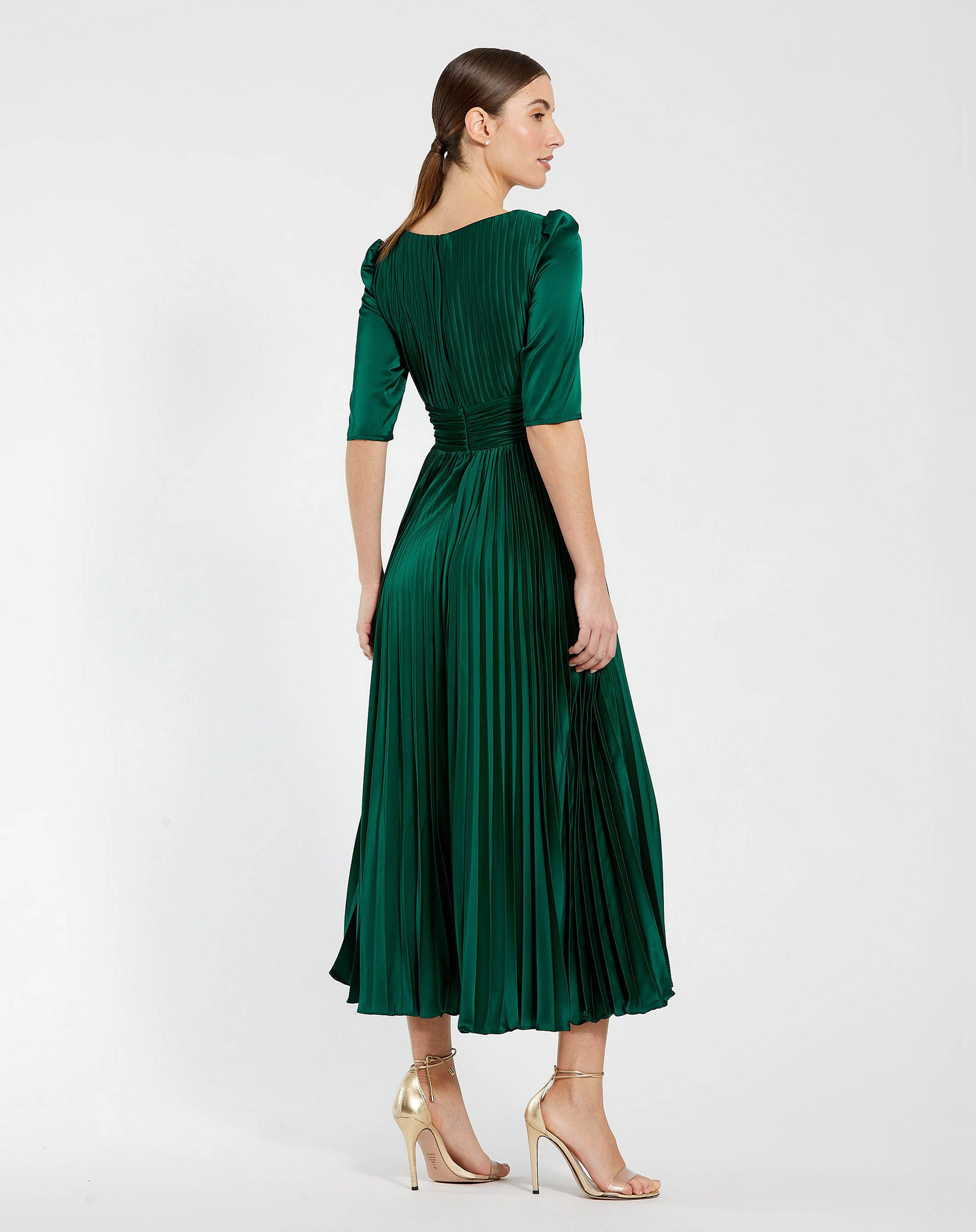 Mac Duggal 27341 Formal Pleated Cocktail Tea Length Dress