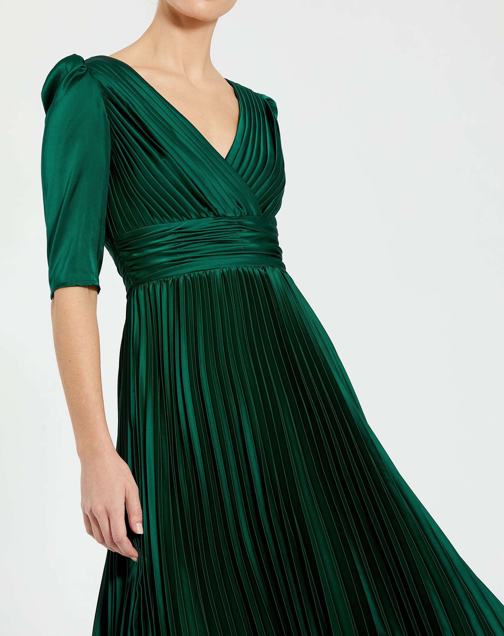 Mac Duggal 27341 Formal Pleated Cocktail Tea Length Dress