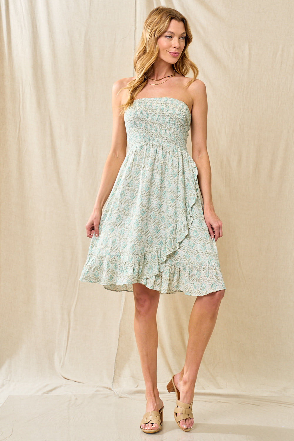 Cocktail Dresses Short Strapless Ruffle Dress Aqua