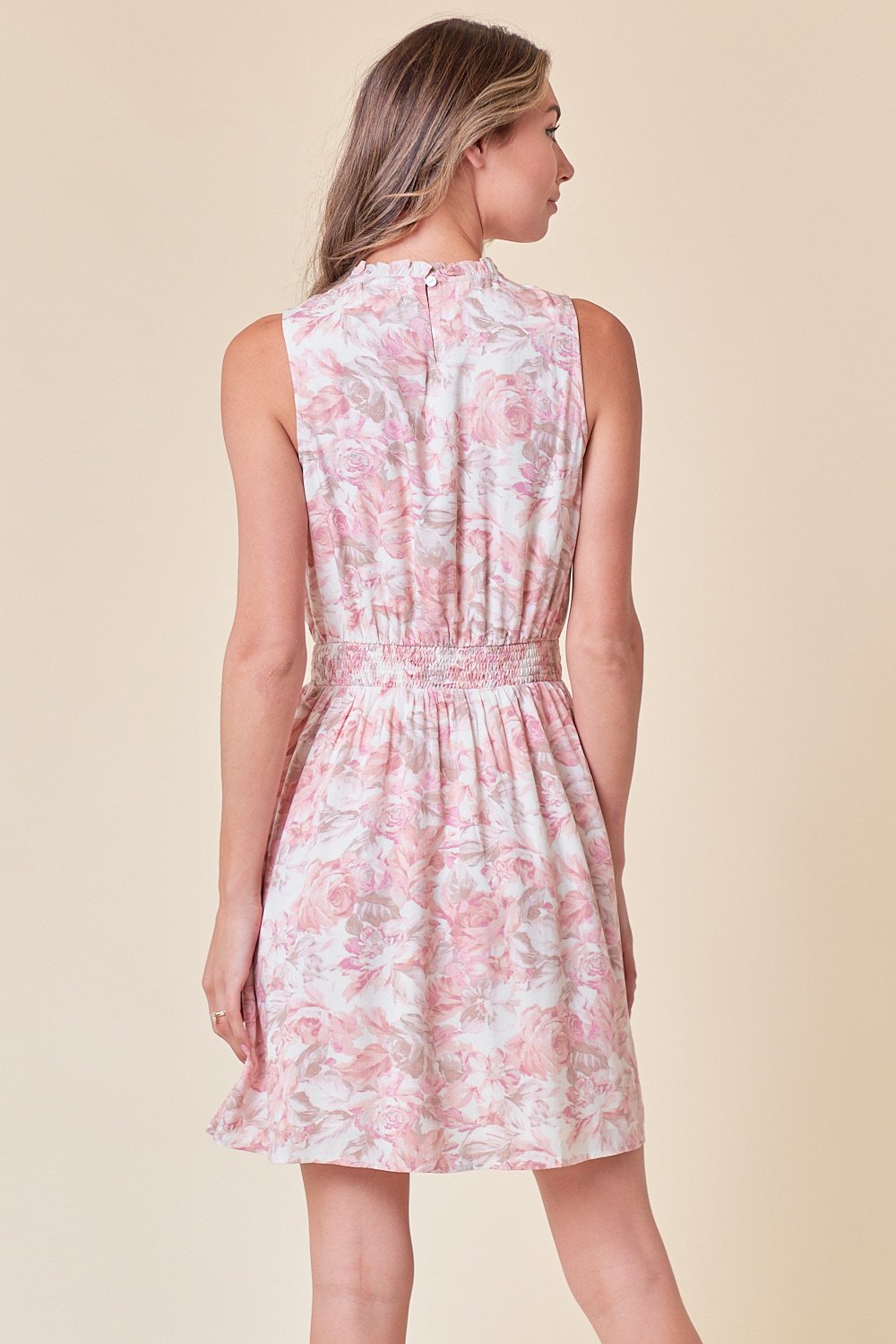 Cocktail Dresses Short Sleeveless Floral Pocket Dress Blush