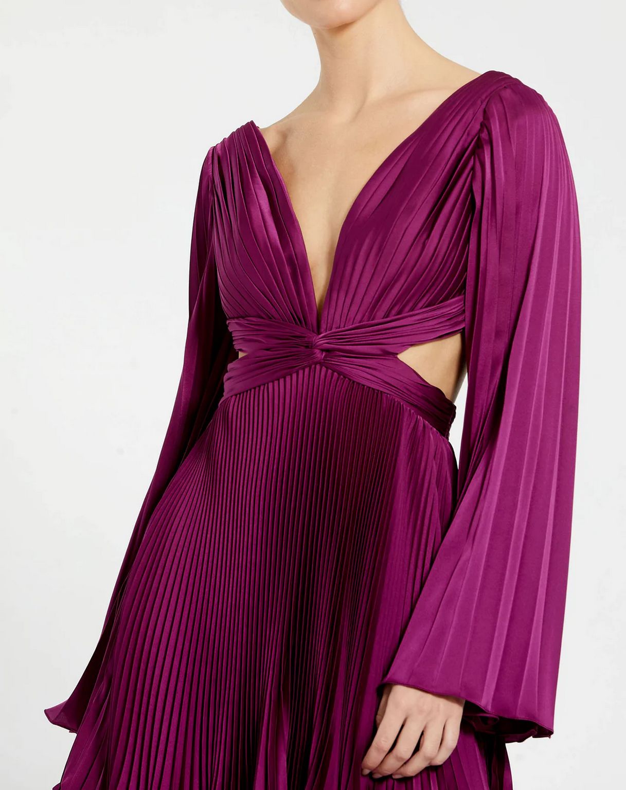 Mac Duggal 27379 Long Bell Sleeve Pleated Short Dress