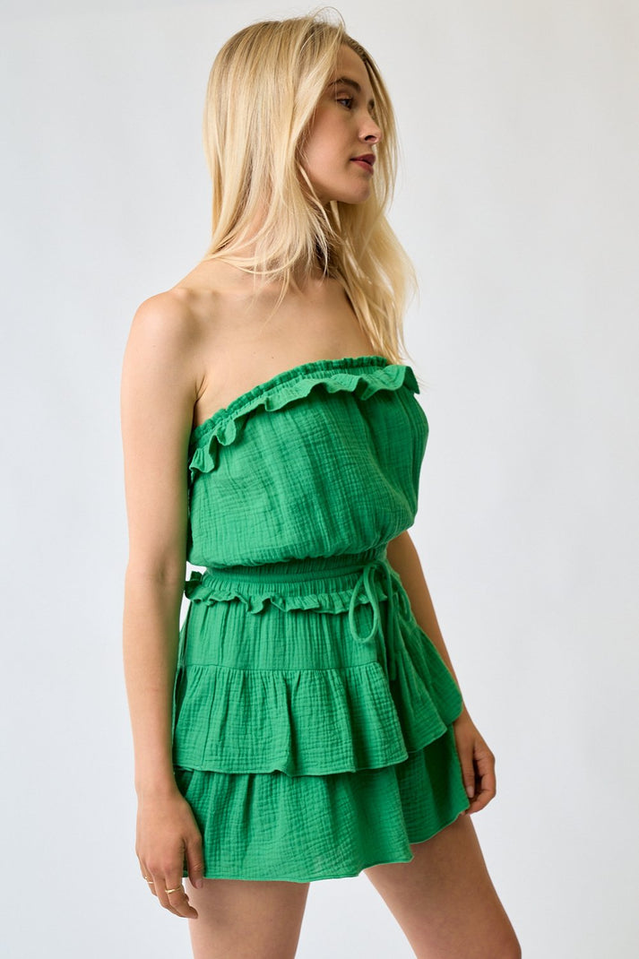 Pure Delight Pleated Tiered Ruffle Romper main image 0