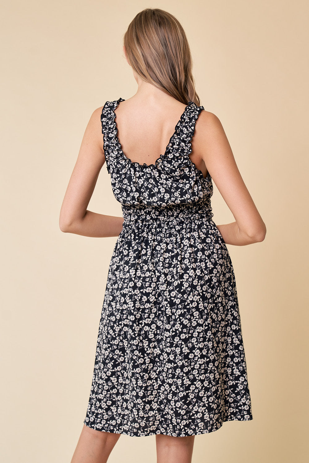 Cocktail Dresses Short Sleeveless Floral Dress Black