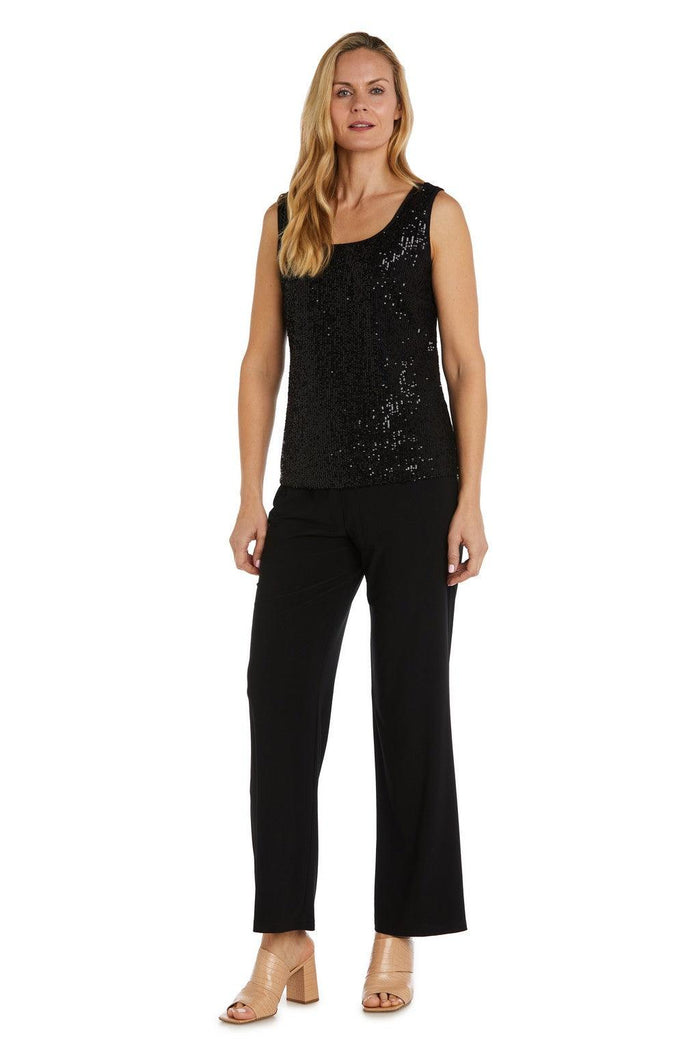 Pant Suit Long Formal Sequined Pant Suit Black