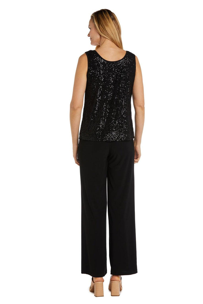 Pant Suit Long Formal Sequined Pant Suit Black