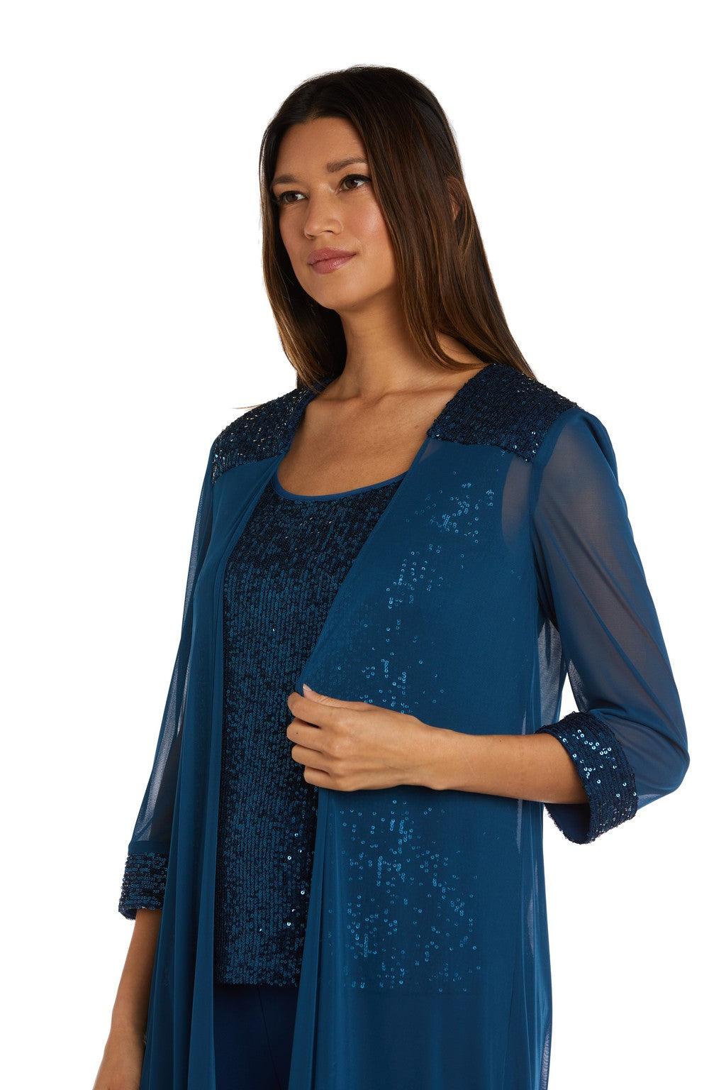 Pant Suit Long Formal Sequined Pant Suit Peacock