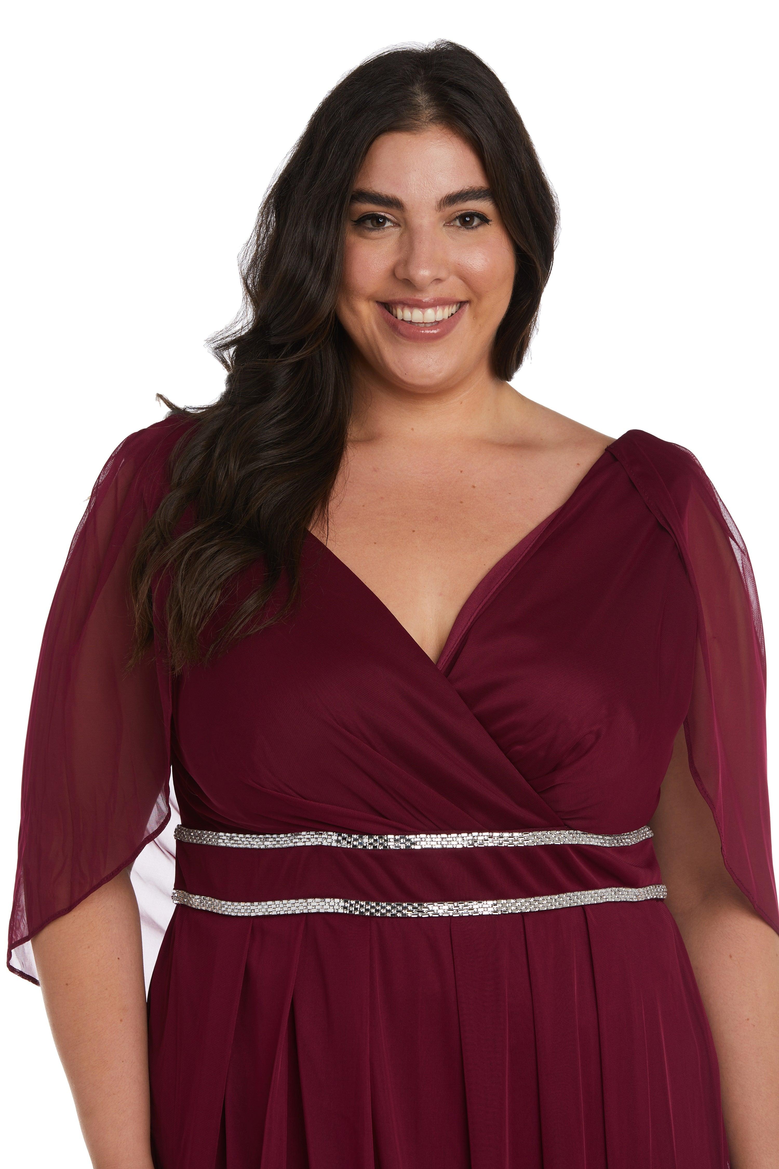 R&M Richards 2770W Long Plus Size Capelet Dress