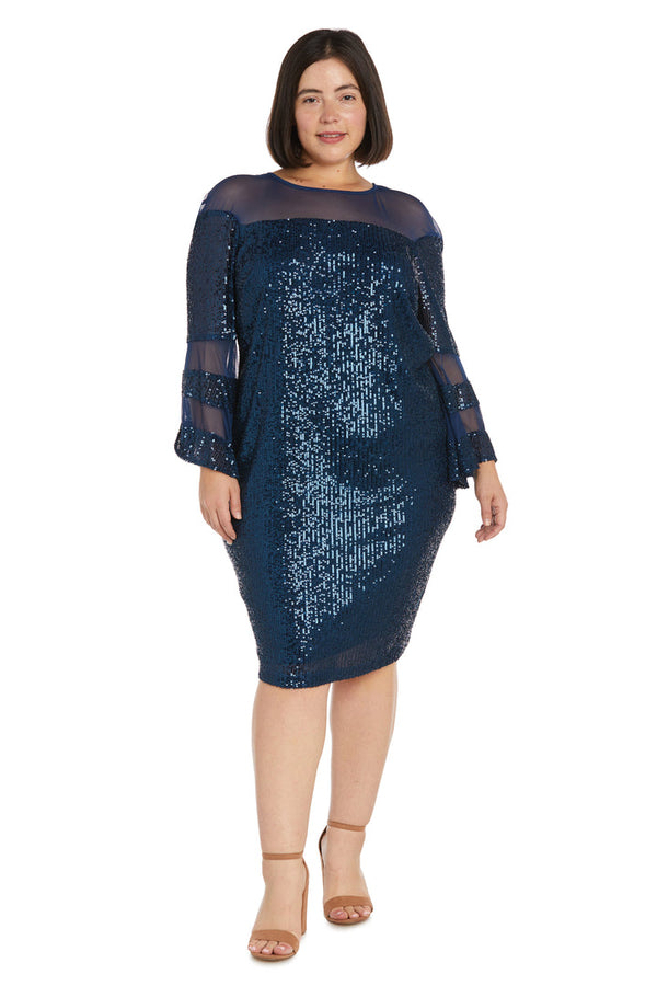 Long Sleeve Plus Size Dress Short R&M Richards 2775W