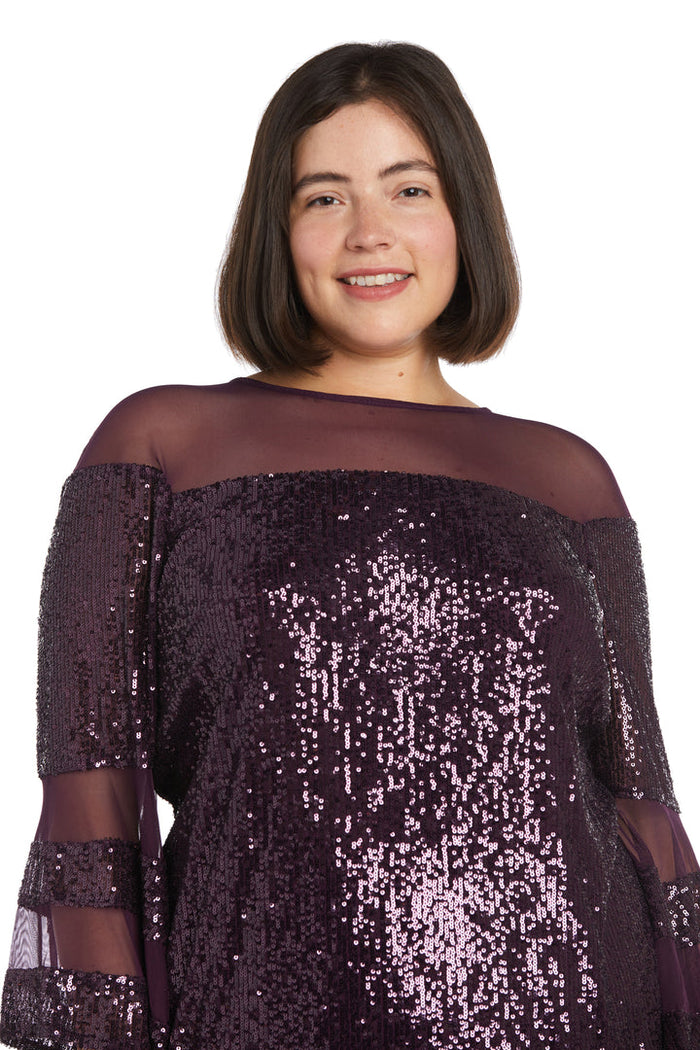 Plus Size Dresses Sequin Long Sleeve Plus Size Mother of the Bride Dress Plum