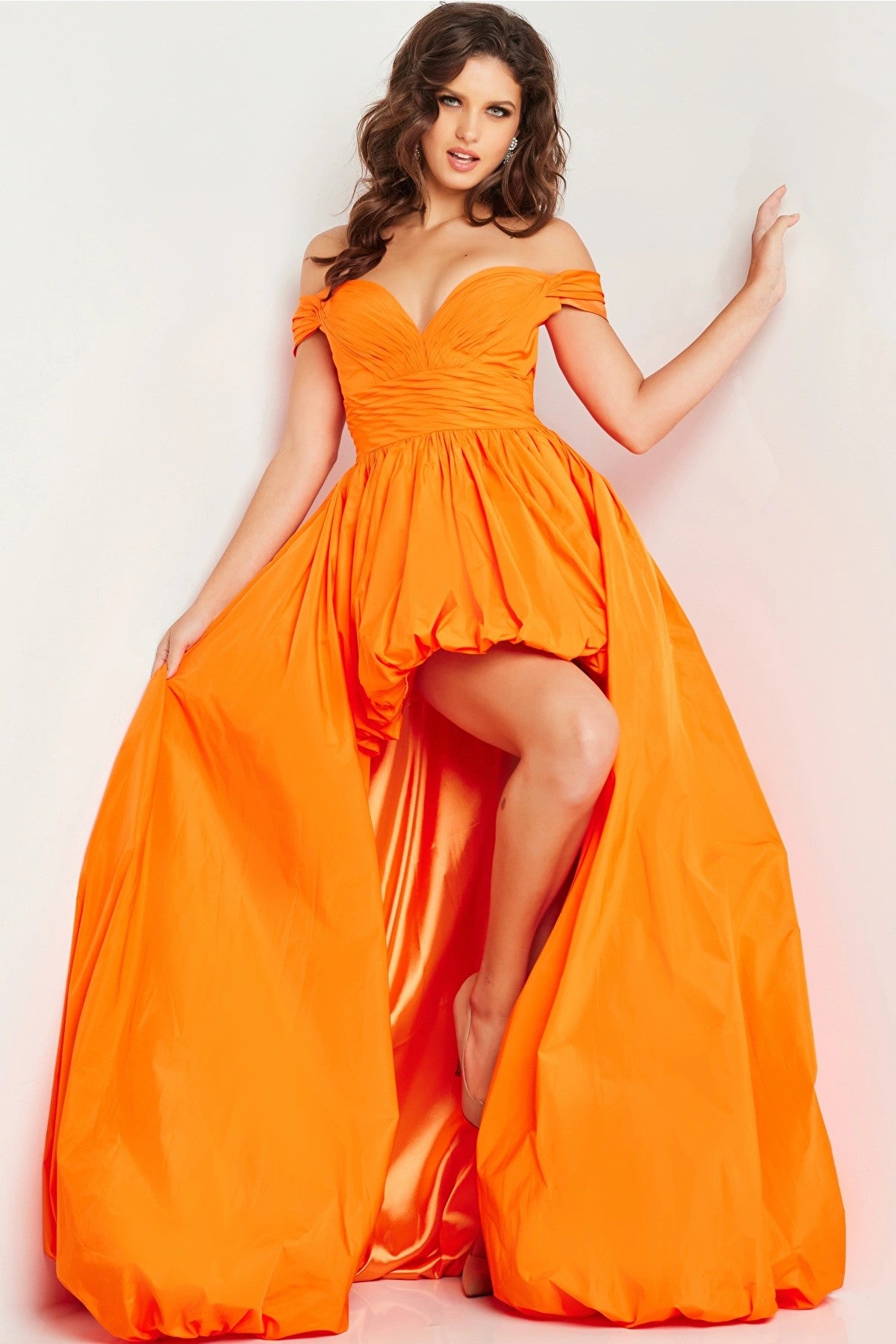 Jovani 27804 High Low Bubble Skirt Formal Prom Dress - Orange / 0 Jovani 27804 High Low Bubble Skirt Formal Prom Dress - Orange / 0