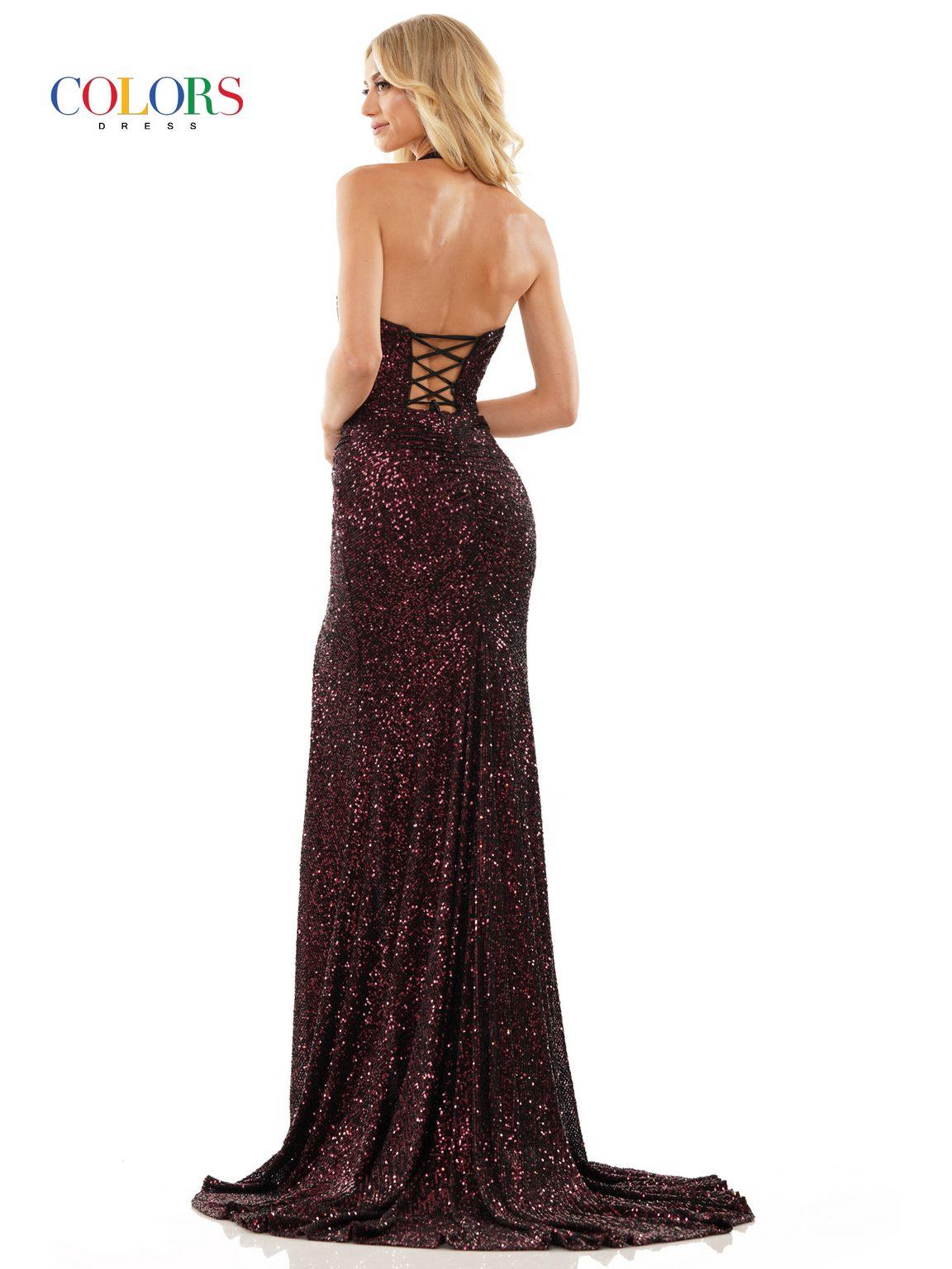 Colors 2836 Prom Long Halter Fitted Formal Gown