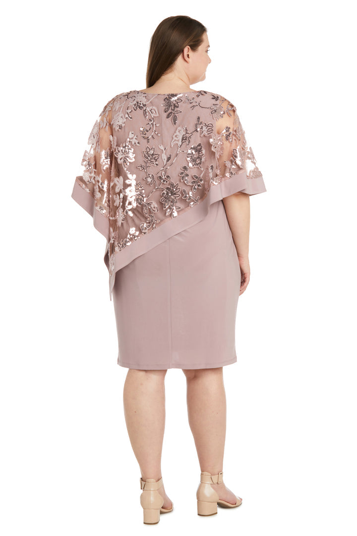 R&M Richards 2851W Short Sequin Floral Poncho Plus Size Dress